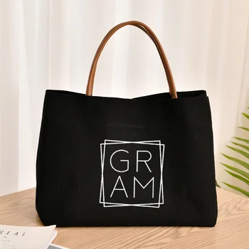Сумка-тоут, подарки для бабушки, многоразовая хозяйственная сумка, женская пляжная сумка из парусины, индивидуальная прямая поставка