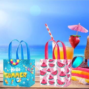 Тропическая Гавайская Сумочка Hello Summer Pineapple Flamingo Подарочные Коробки Happy Aloha Beach Birthday Party Decors Нетканый Пакет