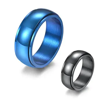 Черный, синий Цвет, Вращающееся Кольцо для женщин, мужчин, Вращающиеся Кольца из нержавеющей стали, Ювелирные изделия Унисекс, 8 мм